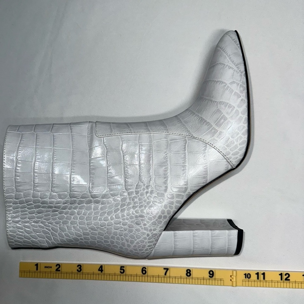 Paris Texas White Grigio Perla 9.5 Crocodile Embossed Leather Boots Celebrity - Picture 11 of 12